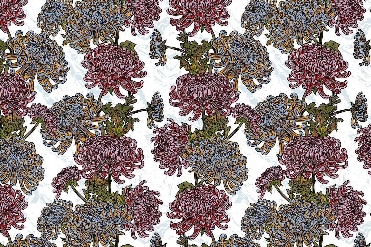 Chrysanthemum Maximalist Floral, a Pattern Graphic by NayaChu (Photo 1 of 9)