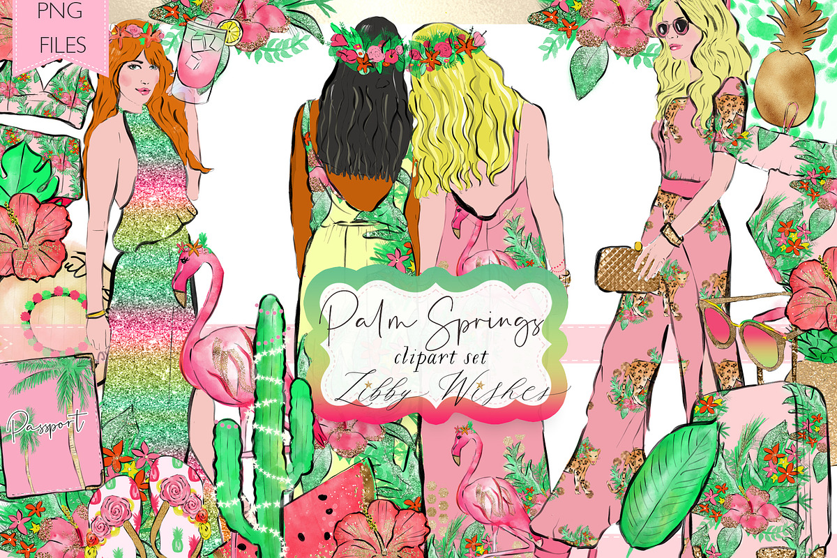 Palm Springs Tropical Clipart, an Animal Illustration by Libby Wishes (Photo 1 of 19)