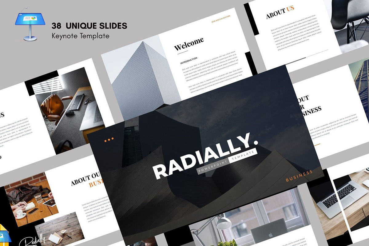 Radially Business Keynote Template, a Presentation Template by Rizki Herdian (Photo 1 of 5)