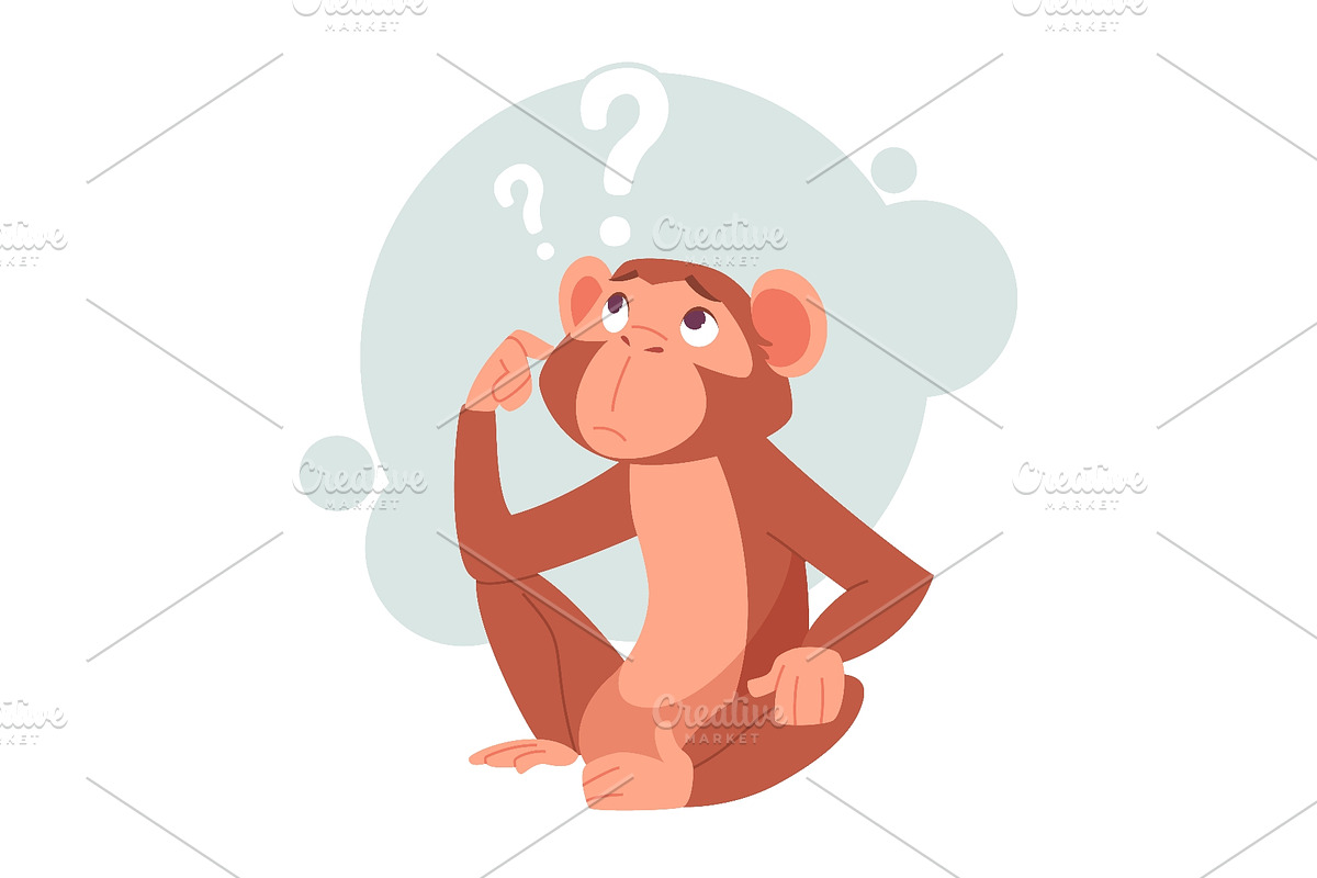 Confused cartoon monkey with, a Food Illustration by Onyx (Photo 1 of 3)