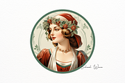 1940s Elegant Lady Round Clipart, a Person Illustration by New-School-Wave (Thumbnail 2 of 5)