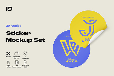 Stickers Mockup Set, an Advertising Mockup by ForgeDesign