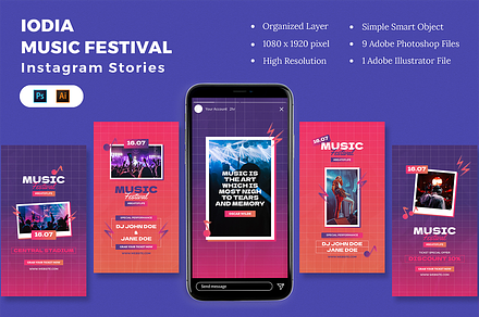 Music Festival Instagram Stories, a Social Media Template by Lettha-Studio