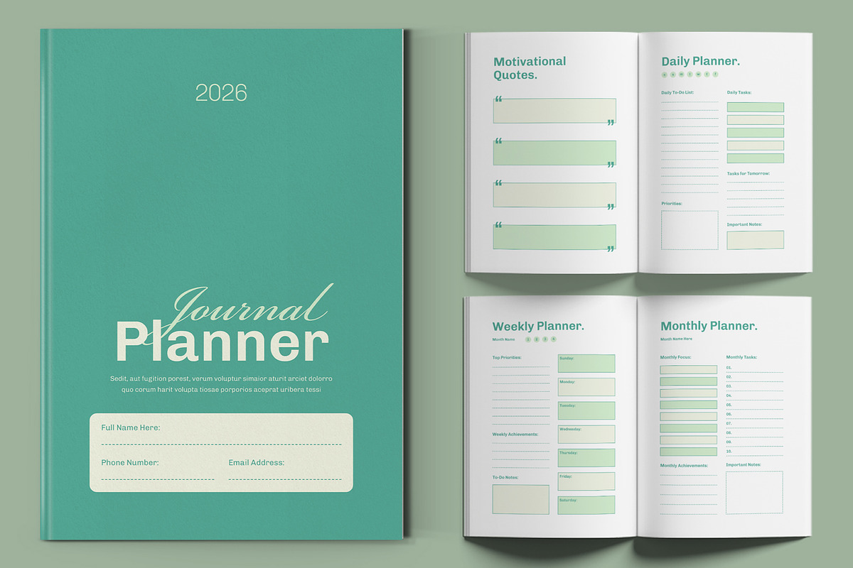 Productivity Daily Planner Template, a Stationery Template by ContestDesign (Photo 1 of 6)