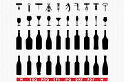 SVG Glasses, Bottles, Corkscrew, a Pattern Graphic by DesignStudioRM (Thumbnail 3 of 3)