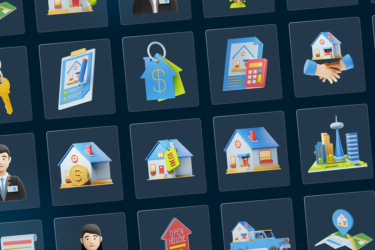 3D Real Estate Icons, an Architecture 3D Model by Flat Icons (Photo 8 of 8)