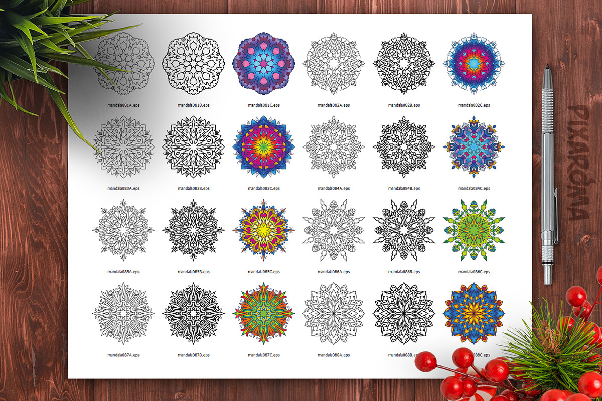 Mandala Vector Ornaments Bundle, a Decorative Illustration by pixaroma (Photo 38 of 43)