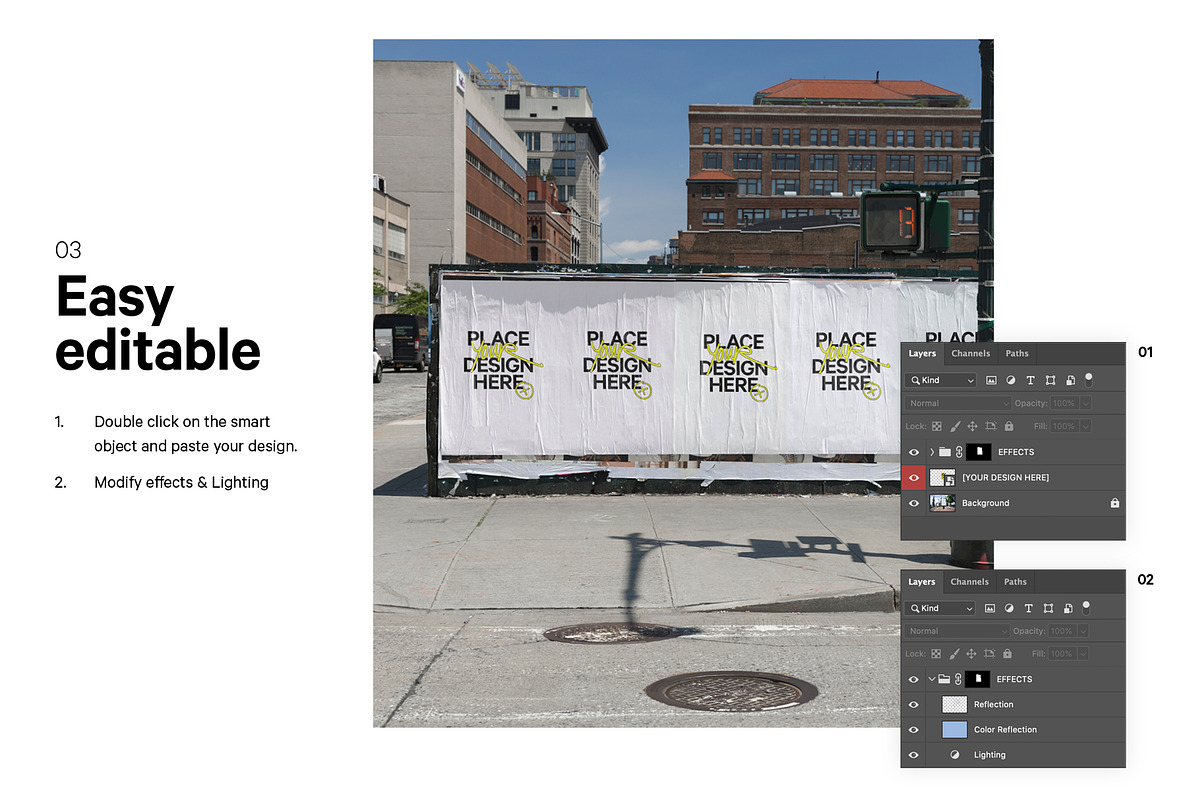 Wrinkled Posterwall Mockup, an Advertising Mockup by HAZARD MOCKUPS (Photo 3 of 6)