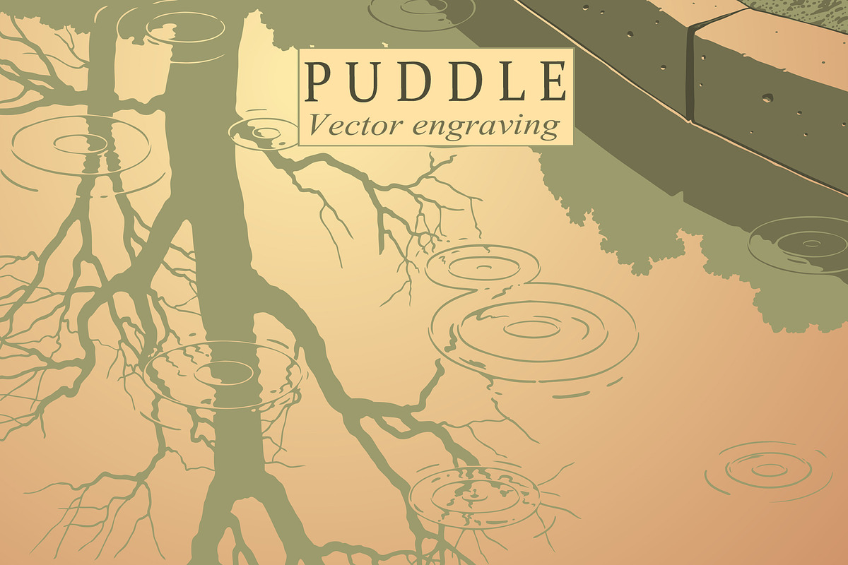 Puddle.Vector engraving, an Object Illustration by Vector Engraving (Photo 1 of 7)