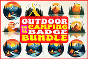 Outdoor Camping Badge Bundle, an Object Graphic by Gfx_Store (Thumbnail 1 of 13)