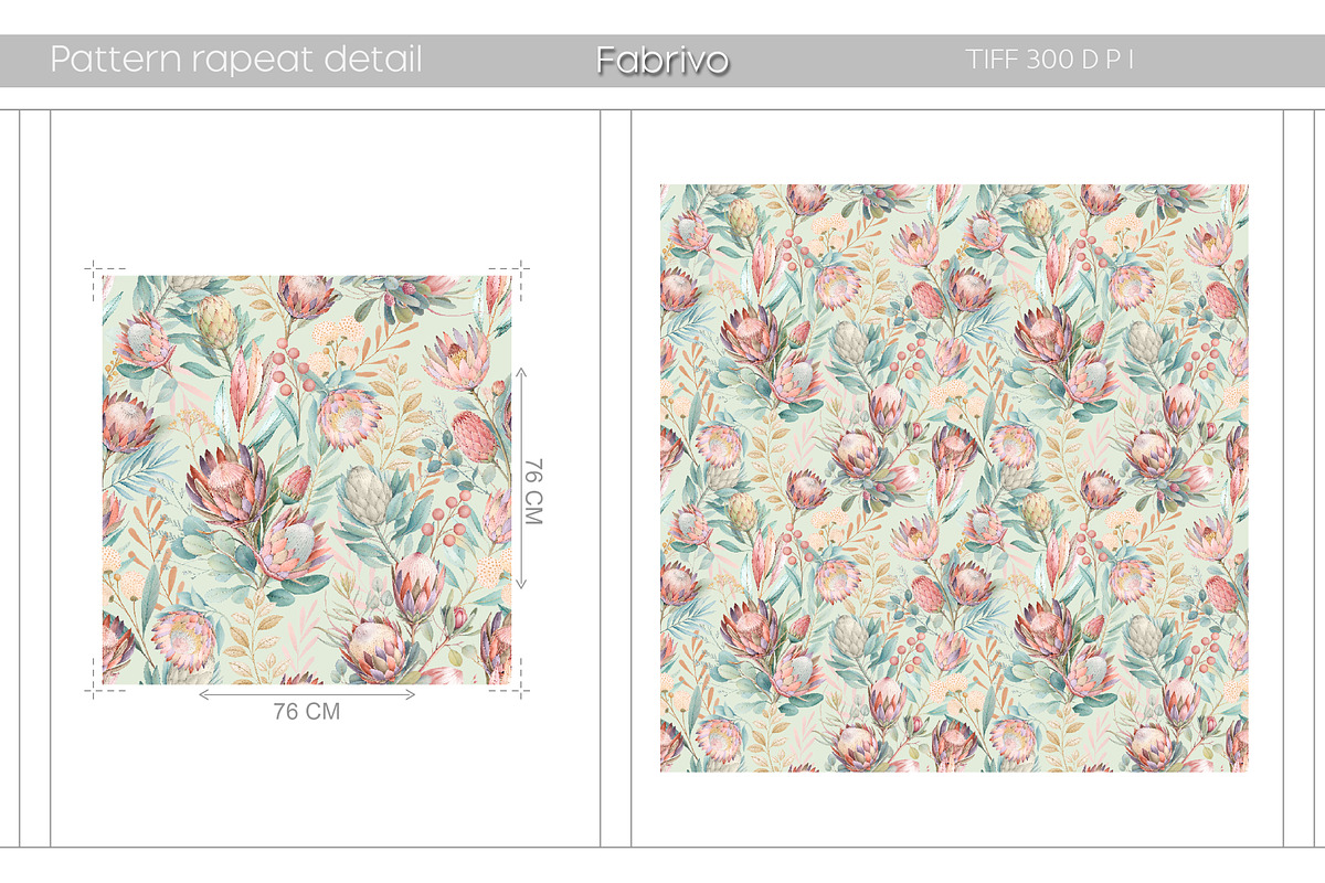 Protea Watercolor Seamless Pattern, a Pattern Graphic by Fabrivo (Photo 10 of 11)