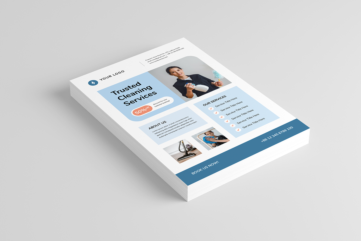 Cleaning Service Flyer | Word & Indd, a Flyer Template by Leaflove (Photo 2 of 5)