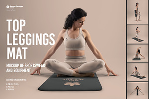 6 Mockups Leggings, Top and Mat