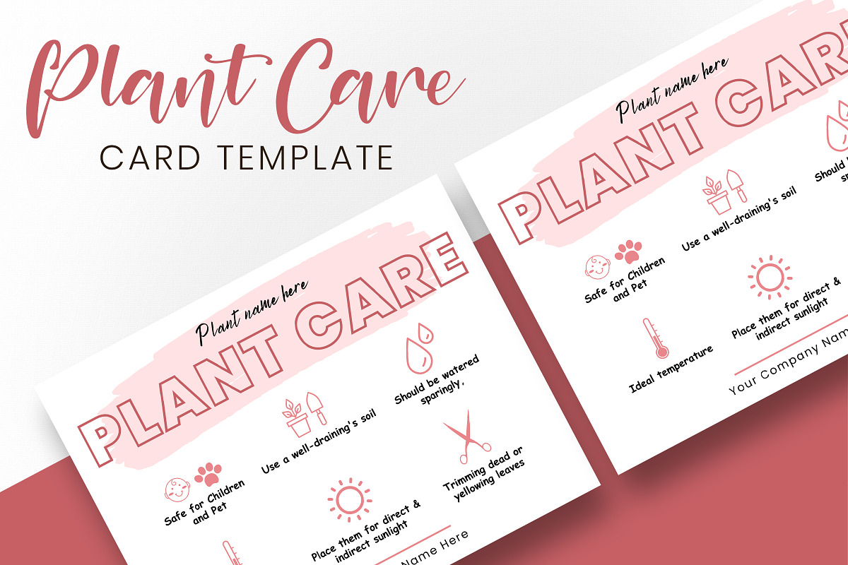 Plant Care Card Template, a Design Template by Snapybiz (Photo 3 of 9)