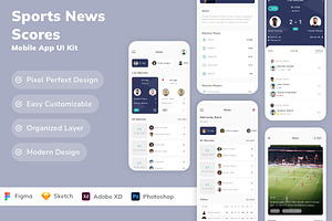 Sports News Scores Mobile App UI Kit, an UI Kit Template by Betush
