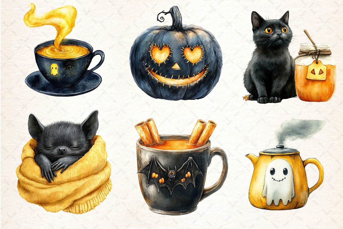 Cozy Halloween Sublimation Clipart, an Illustration by Dream Creation (Photo 6 of 7)