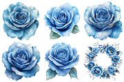 Baby Blue and Silver Glam Roses, an Illustration by Pixels.Craft (Thumbnail 3 of 7)