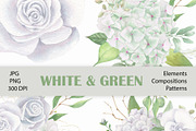 White & Green  boho flowers clipart, a Decorative Illustration by Nebbia (Thumbnail 1 of 11)