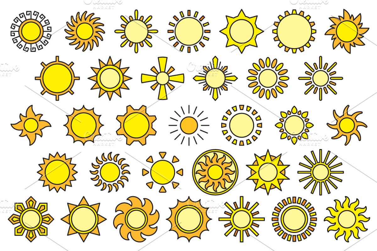 SUNS outline icons: 10 versions, an Outline Icon by beguima (Photo 10 of 11)