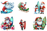 Christmas Santa with Surfboard Bundl, an Illustration by DreamArtGraphic (Thumbnail 4 of 5)