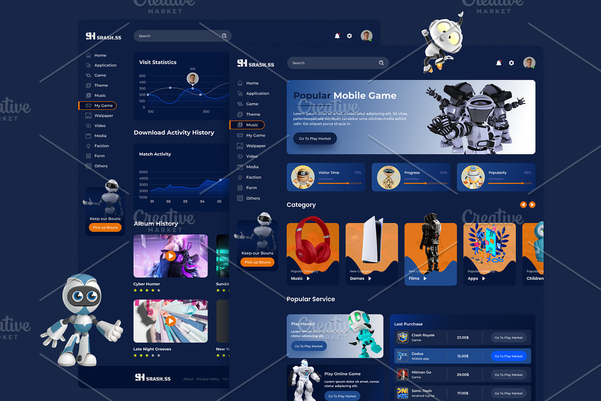 Srash Dashboard UI, an UI Kit Template by skshihabulislam (Photo 2 of 3)