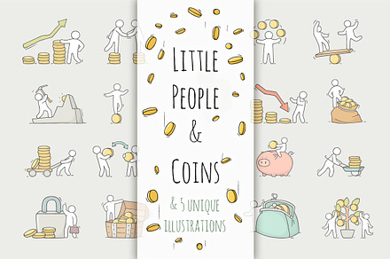Little People and coins, a Finance Illustration by Sapunkele