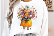 Whimsical spring garden grandma clip, an Illustration by SinaCreation (Thumbnail 6 of 11)