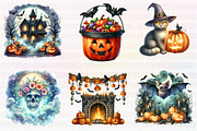 Watercolor Cute Halloween Clipart, an Illustration by CreationArt (Thumbnail 2 of 6)