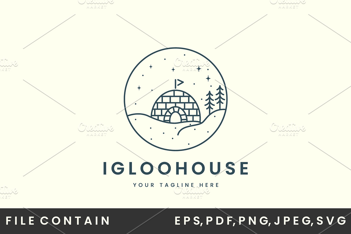 Eskimo igloo house with emblem logo, a Branding & Logo Template by SD 22
