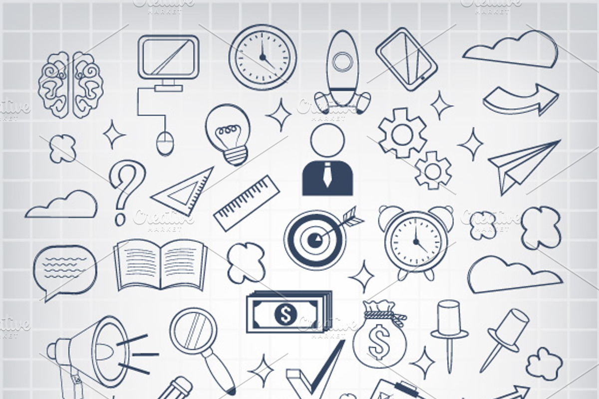 Vector Business Doodles Icons Set
