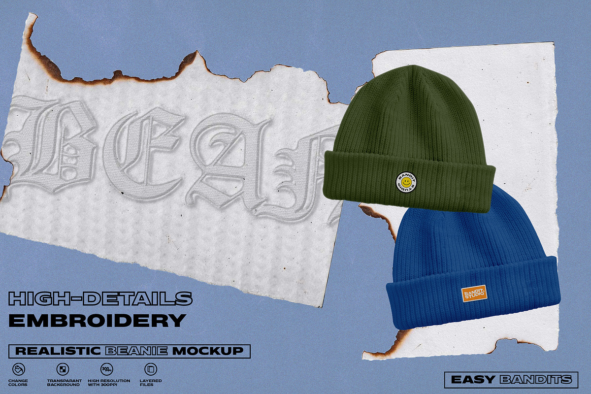 Realistic Beanie Mockup, a Hat Mockup by Easybandits (Photo 2 of 4)