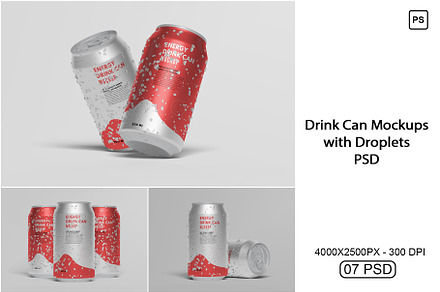 Drink Can Mockup With Droplets