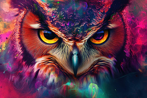 An owl portrait in abstract style, a Photo by Pavel_design