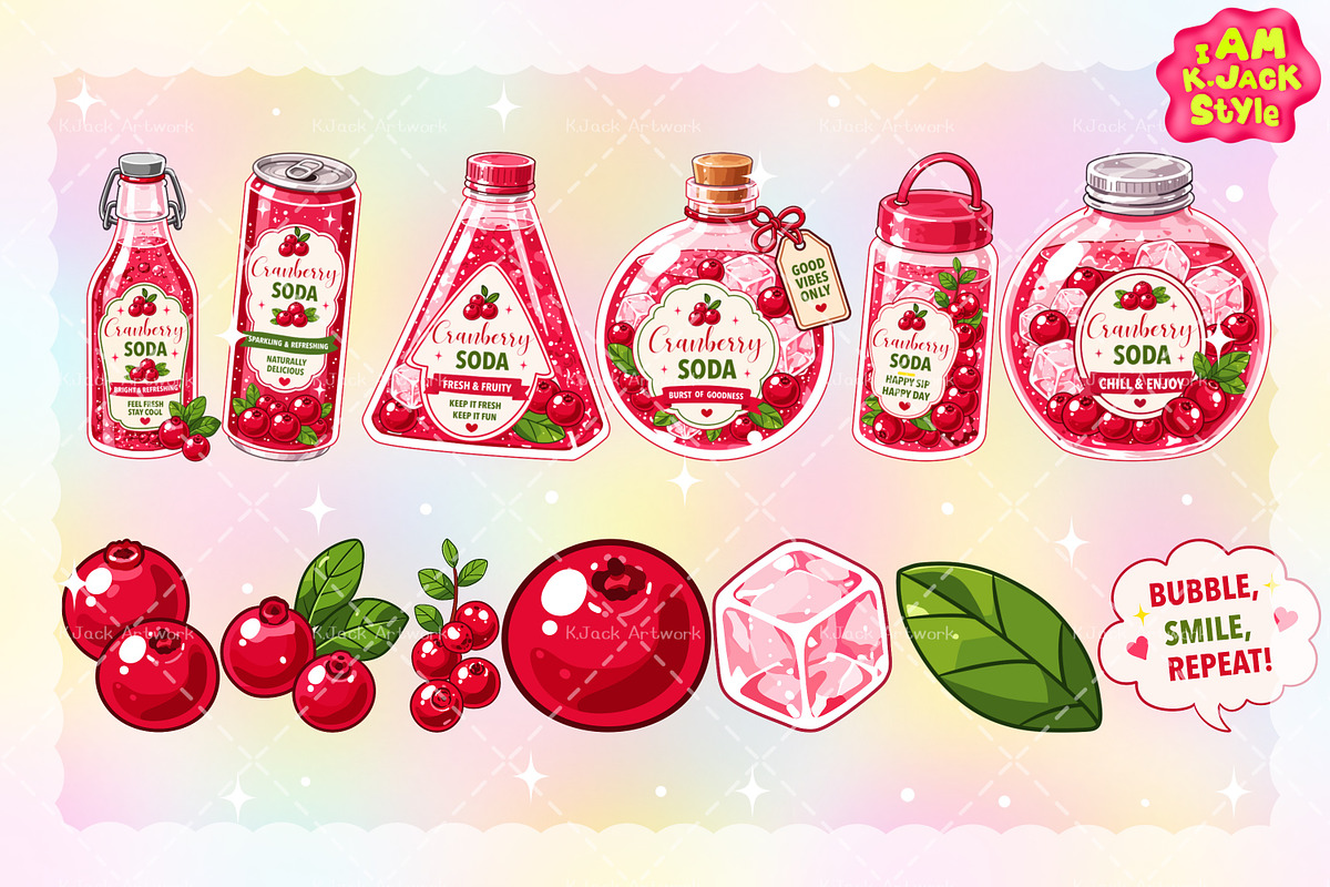 Cute Cranberry Soda Clipart PNG, a Food Illustration by K.JackArtwork (Photo 2 of 4)