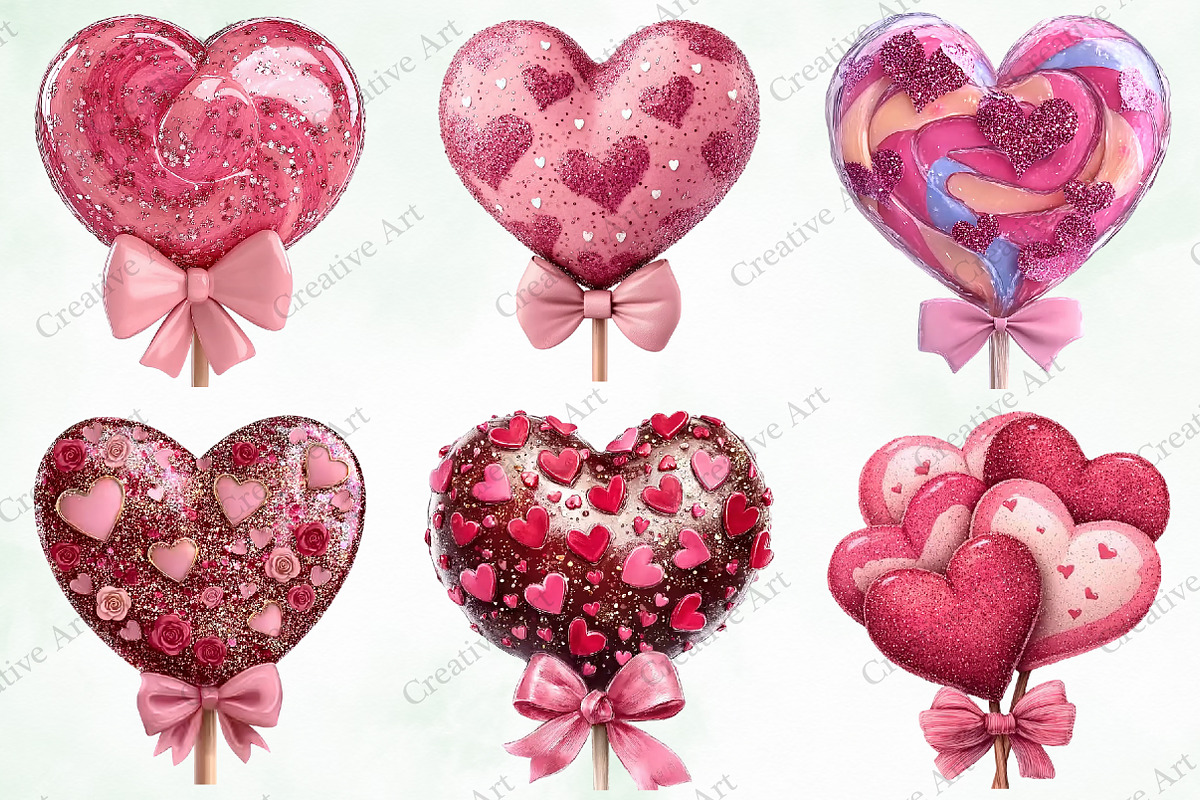 Valentine Lollipop Clipart Bundle, an Illustration by Creative Art (Photo 8 of 9)