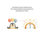 19 New Year Watercolor Clipart, a Decorative Illustration by Pati Charm Studio (Thumbnail 4 of 8)