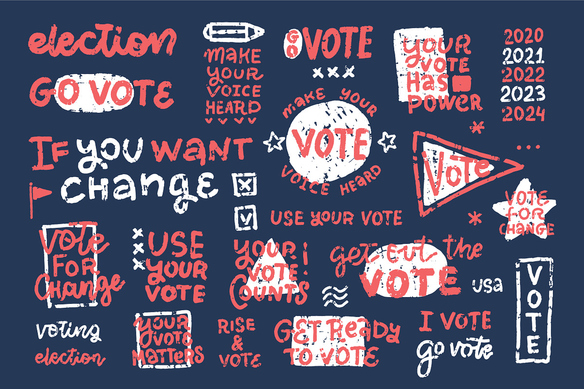 GO VOTE - vector stamp badges set, a Texture Illustration by Lana Sham