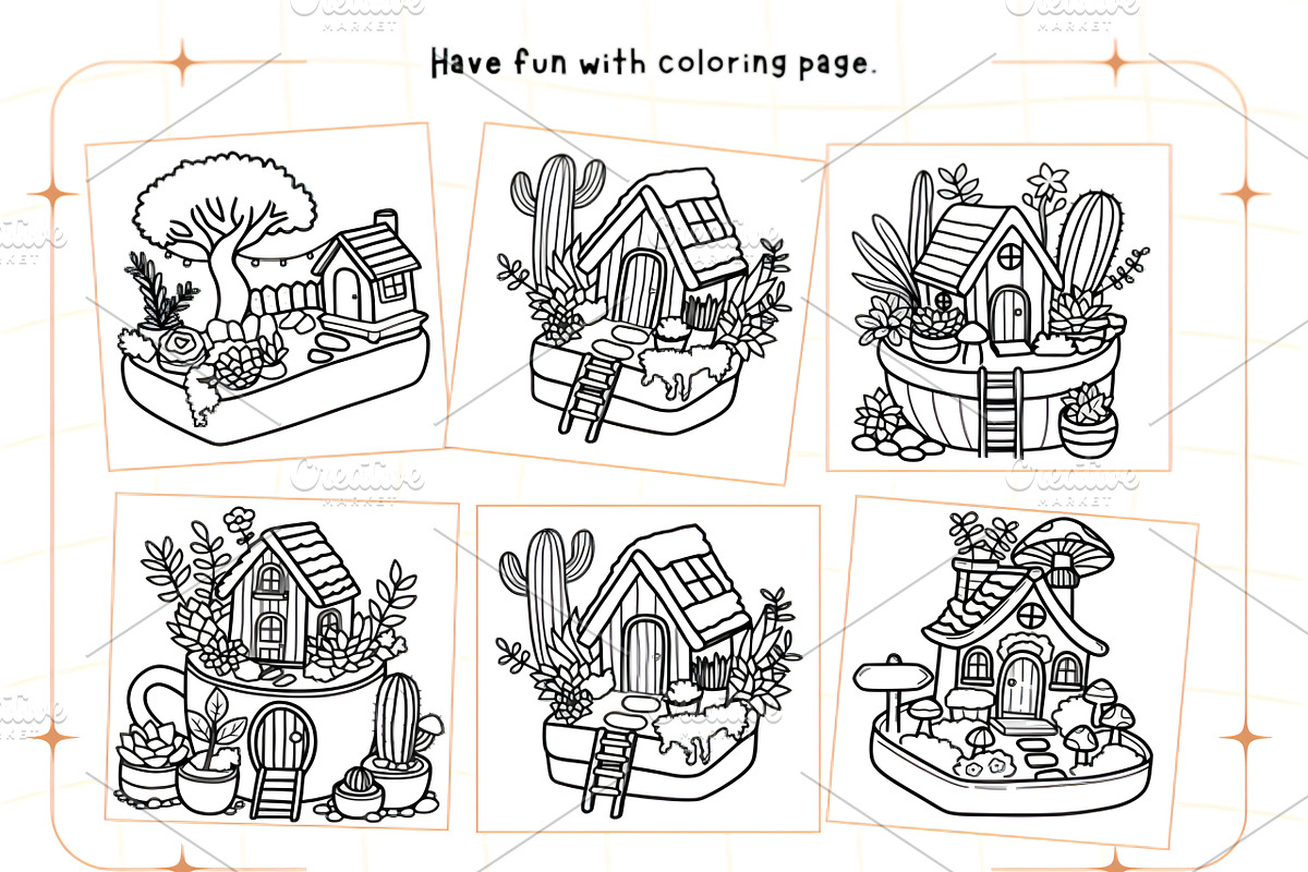 Miniature Garden Coloring Page, an Illustration by Design Station (Photo 2 of 3)