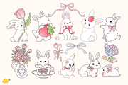 Bunnies in Bloom Clipart Bundle, an Object Illustration by LemonDesign (Thumbnail 3 of 3)