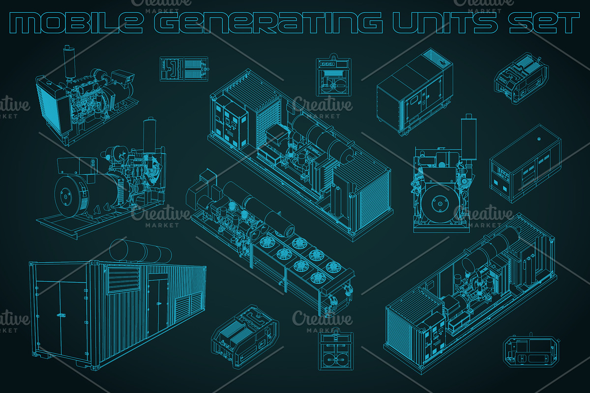 Mobile Generating Units Set, a Technology Illustration by Blacklight (Photo 1 of 3)