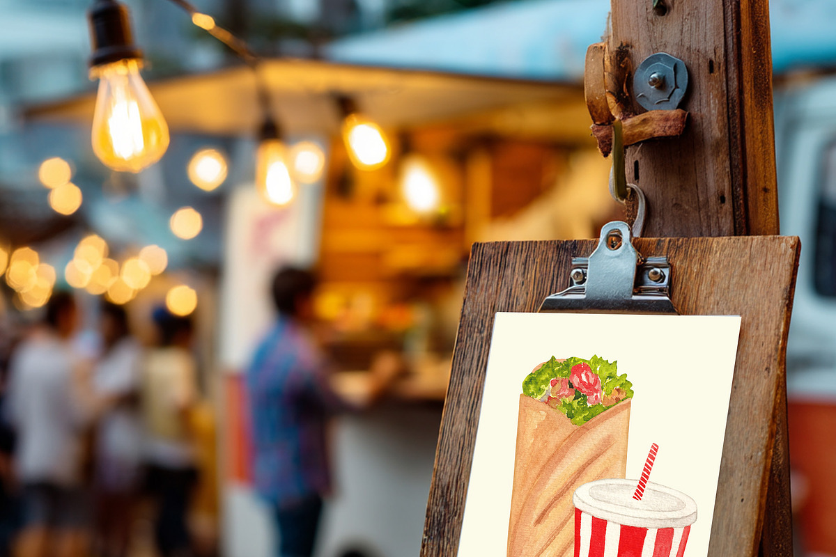 Fast Food Watercolor Clipart Set, a Food Illustration by Sunshine Art (Photo 5 of 9)