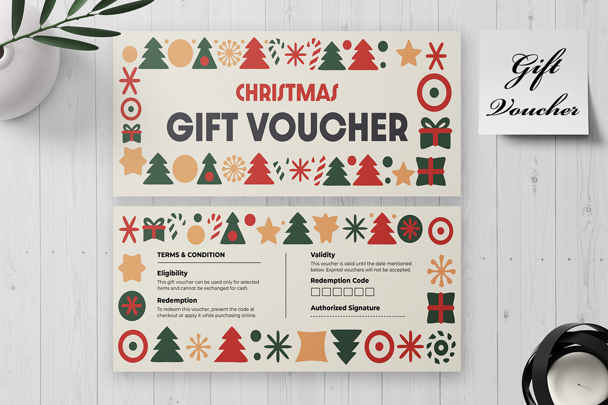 Christmas Gift Voucher Template, a Stationery Template by MightyDesign (Photo 1 of 6)