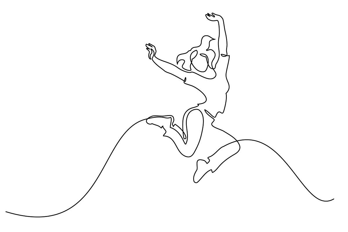 Happy jumping woman. Continuous one, a Person Illustration by Valenty (Photo 4 of 5)