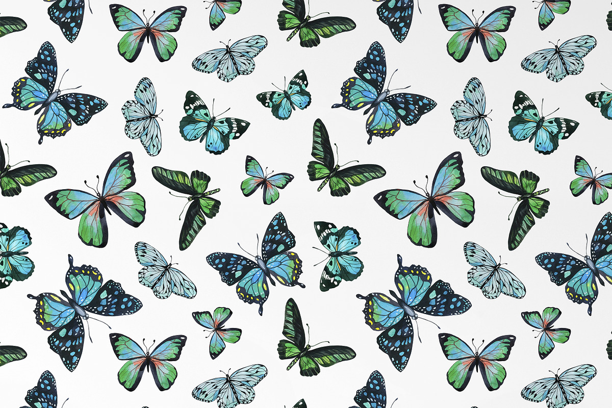Watercolor Butterfly Seamless Paper, a Pattern Graphic by PatternPalette (Photo 4 of 11)