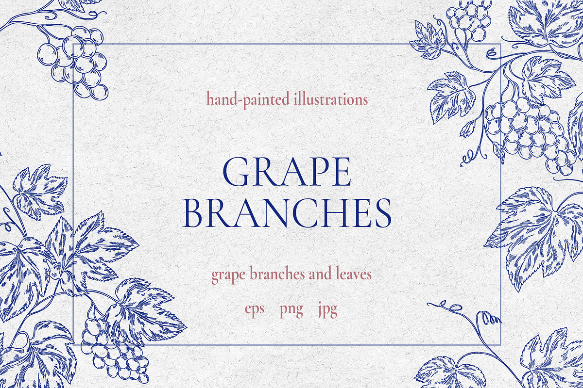Grape branches&leaves vector clipart, an Object Graphic by Lidia's watercolor world (Photo 2 of 5)