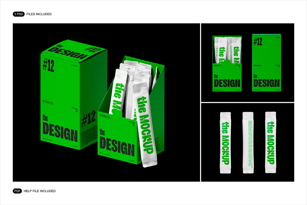 Sachet Box Mockup Set, a Packaging Mockup by Renderteam (Photo 2 of 8)