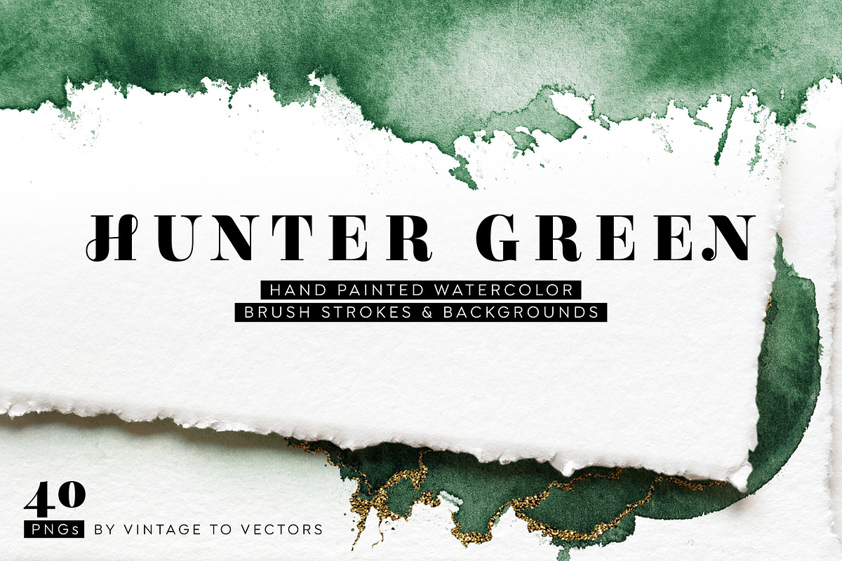 HUNTER GREEN Watercolor Brush Stroke, an Object Graphic by Vintage To Vectors (Photo 1 of 3)
