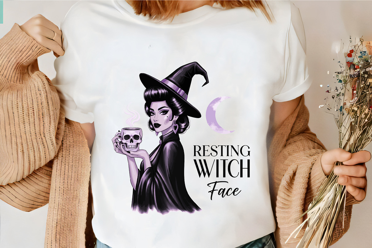 Resting Witch Face SVG PNG, an Illustration by CrexoraLab (Photo 4 of 4)