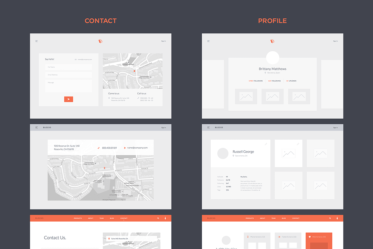 Blocks Wireframe Kit, a Templates & Theme by UI8 (Photo 5 of 6)