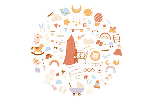 Boho baby concept with playful, a Person Illustration by Flashvector